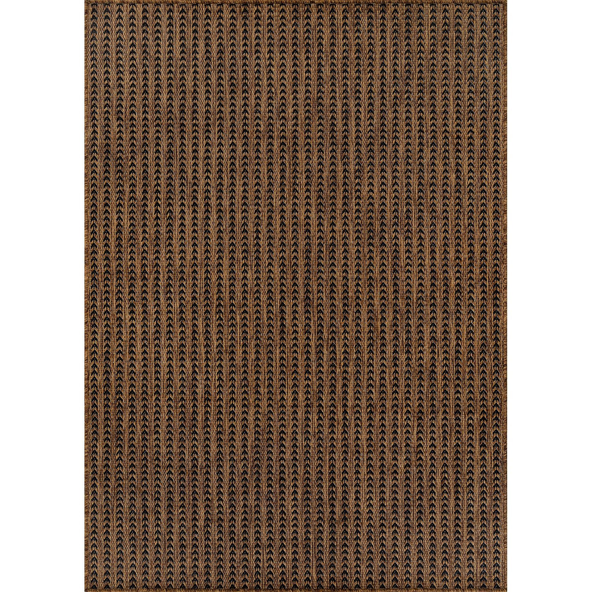 Lena Rug 5x7 striped navy outdoor rug, ideal for patio and deck spaces.