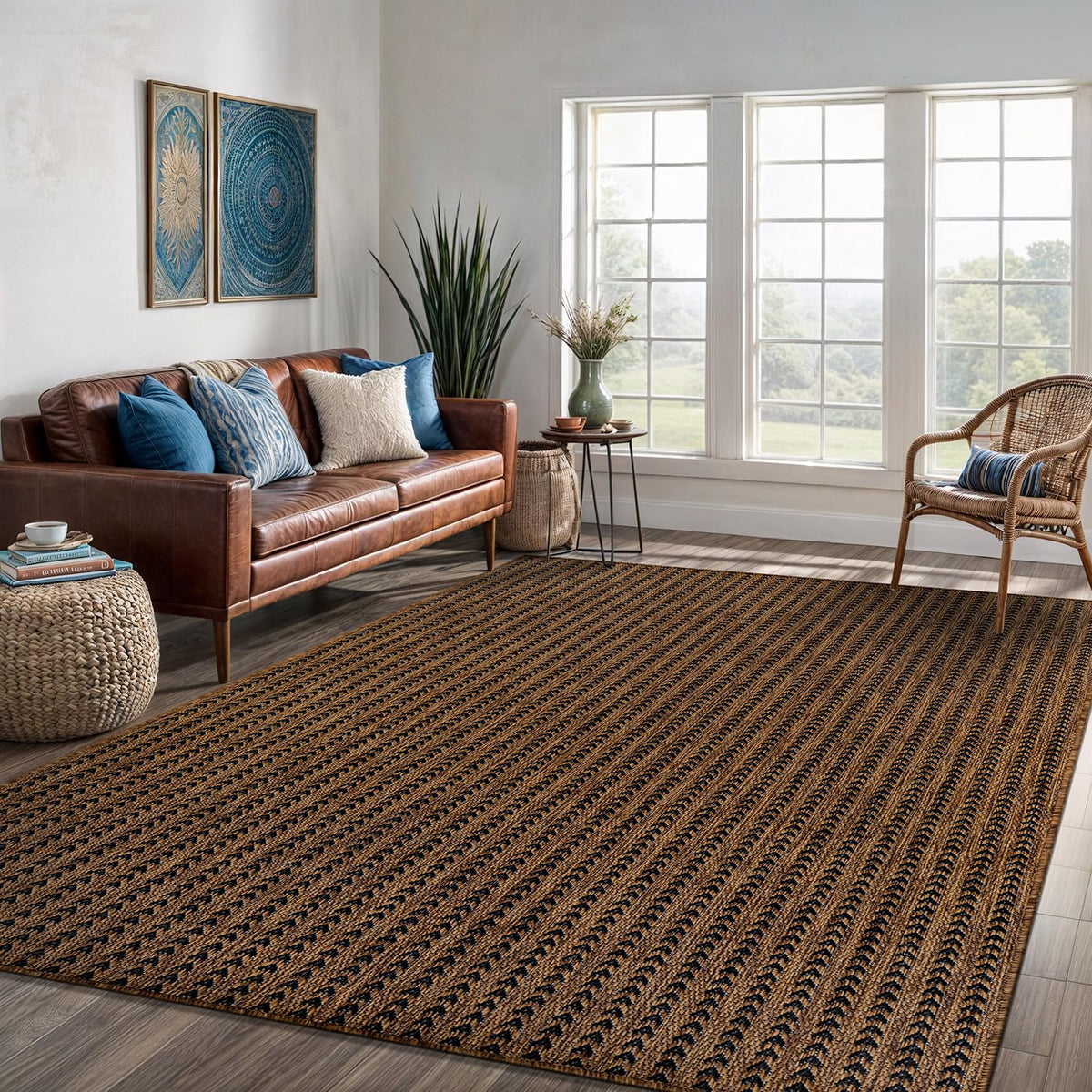 Lena Rug 5x7 waterproof UV-resistant rug for sun and rain.