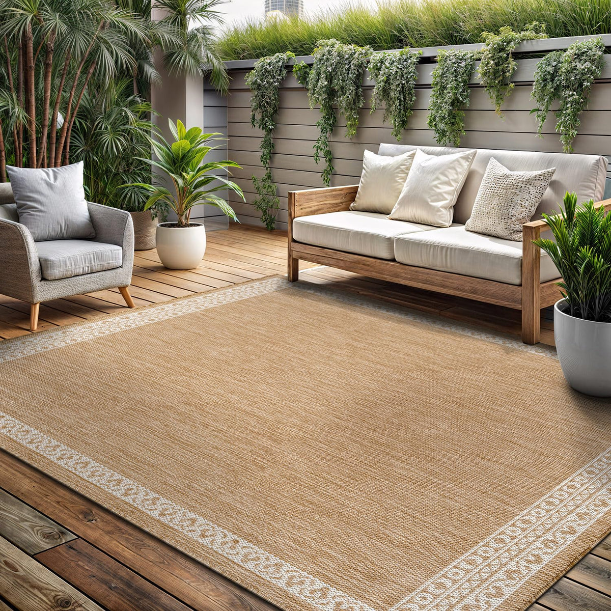 Lena Rug 8x10 easy-clean design simplifies hose washing and quick drying.