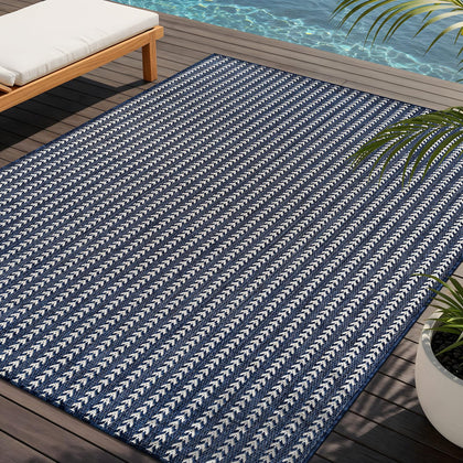 Lena Rug washables outdoor rug 9x12 navy for versatile indoor and patio use.