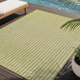 Lena Rug 5x7 olive washable outdoor rug for easy patio setup.