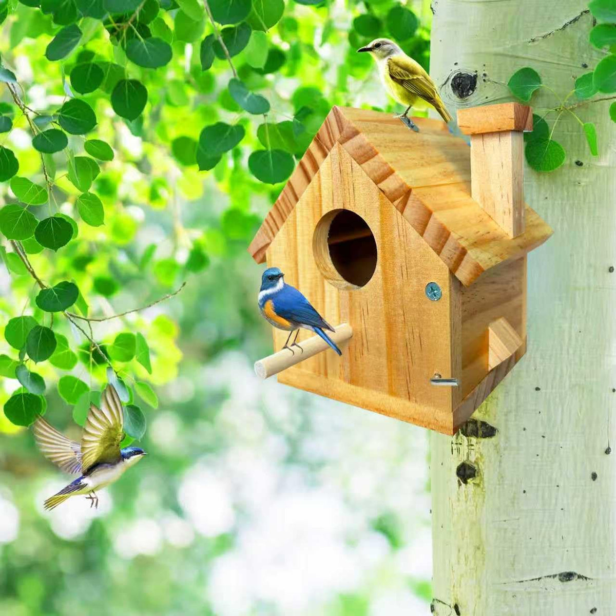 LENEDI garden wooden birdhouse decor enhances outdoor space and wildlife
