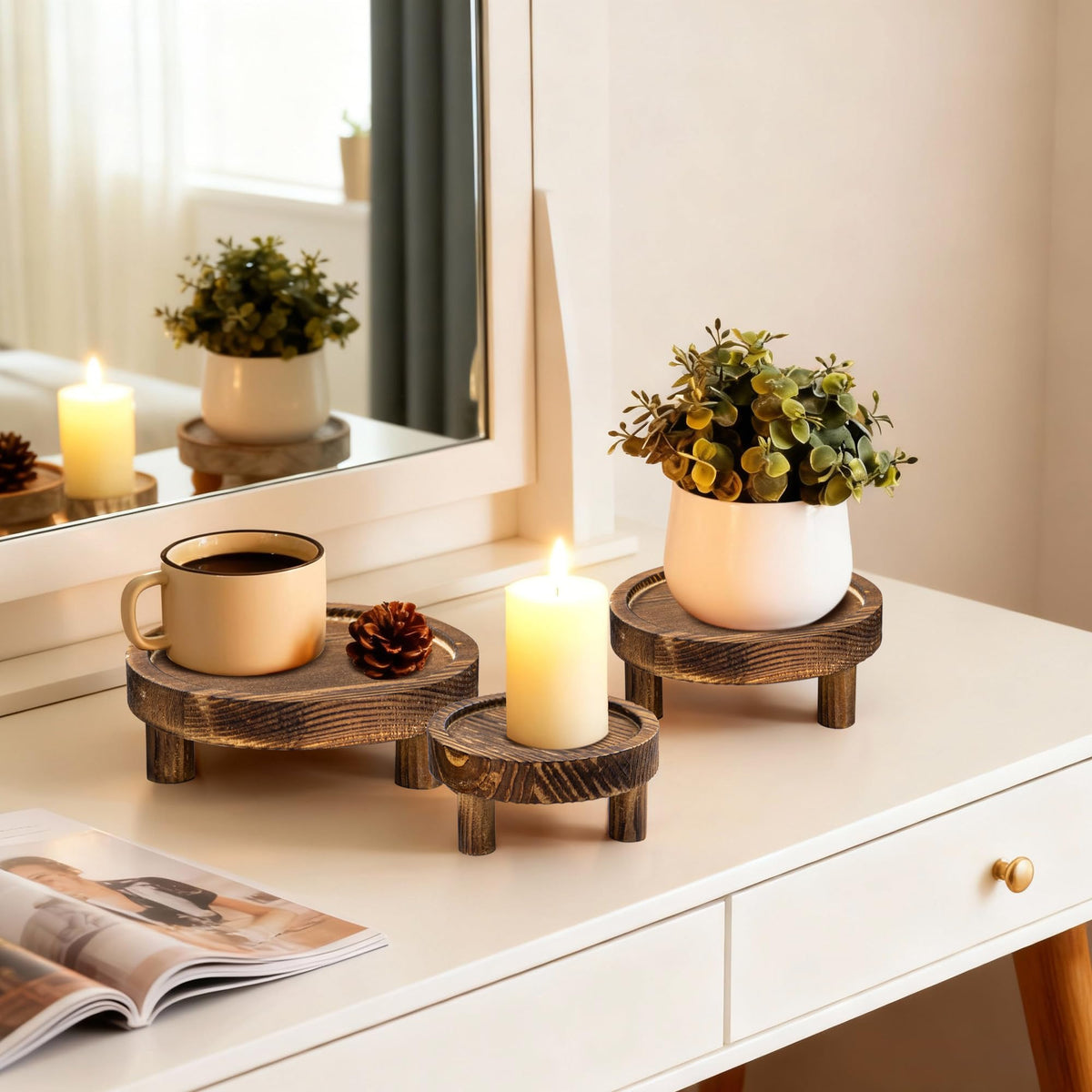 Lengba 10-inch display riser adds height for vases and layered decor.