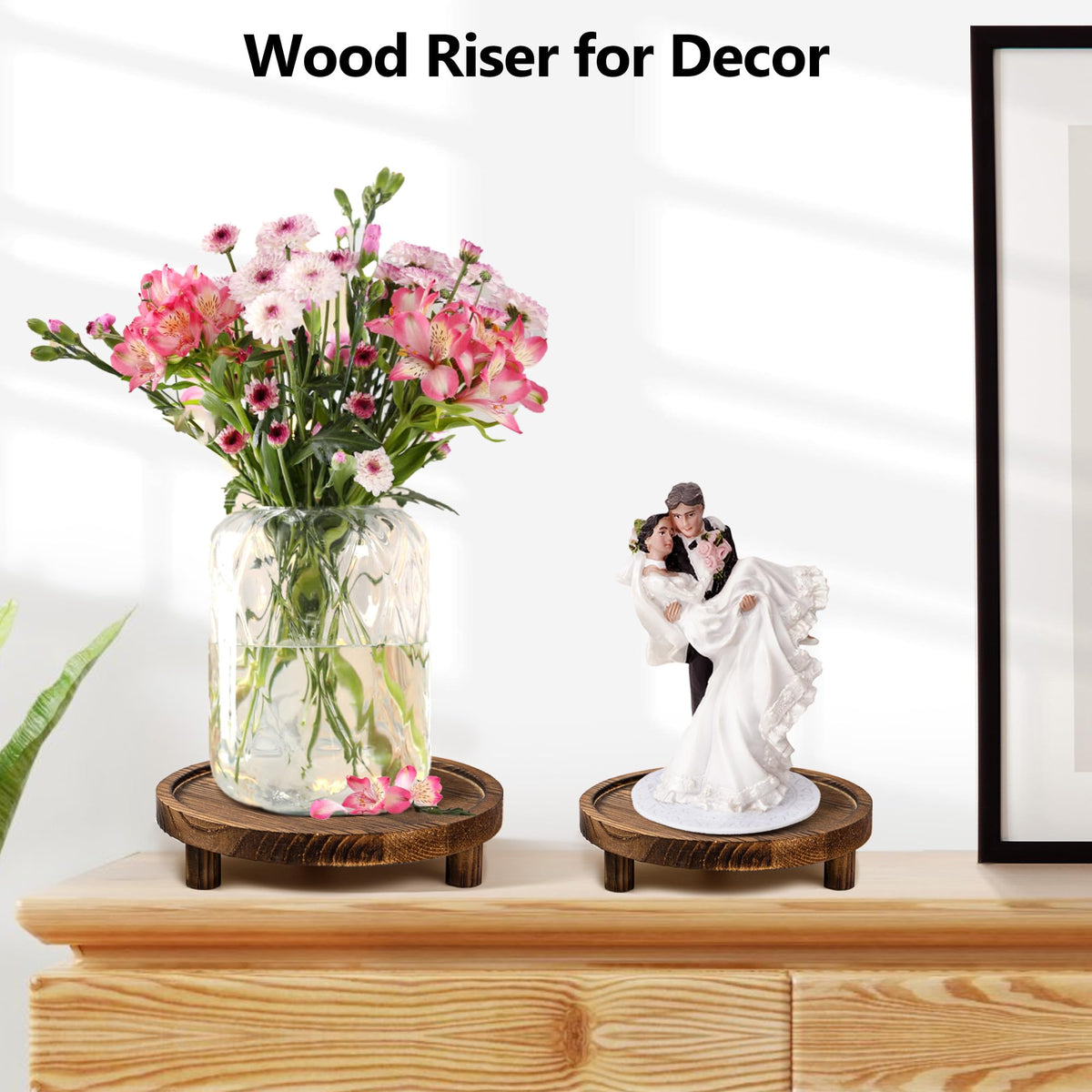Lengba stackable wooden riser setup enables flexible, space-saving arrangements.