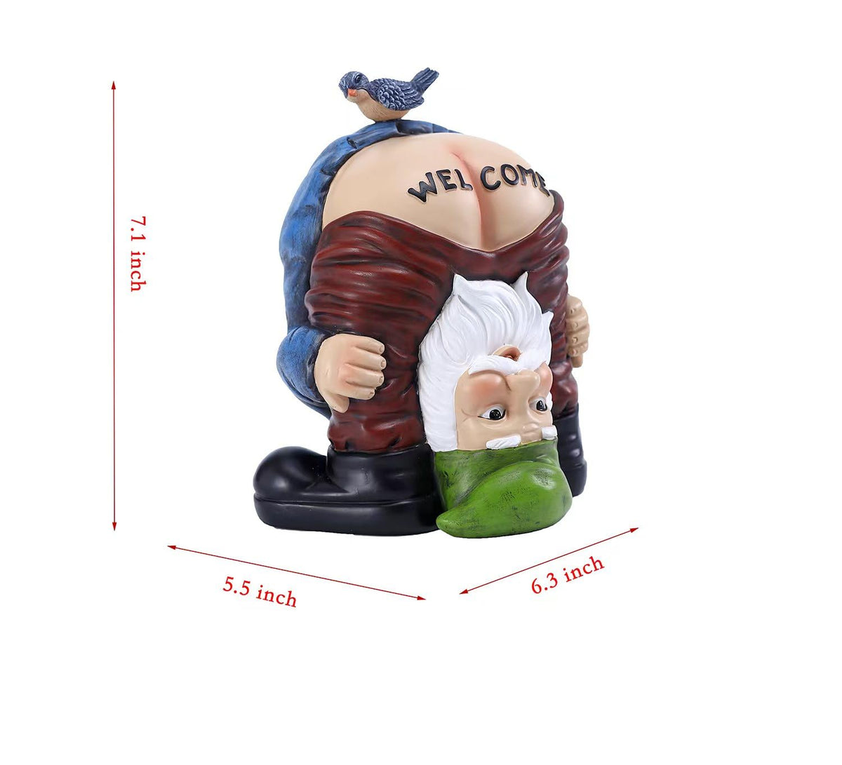LENHINOR garden gnome statue features weatherproof coating for outdoor resilience.