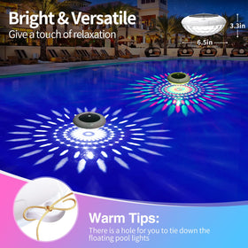 LENONE solar-powered pool light on water scene, no batteries