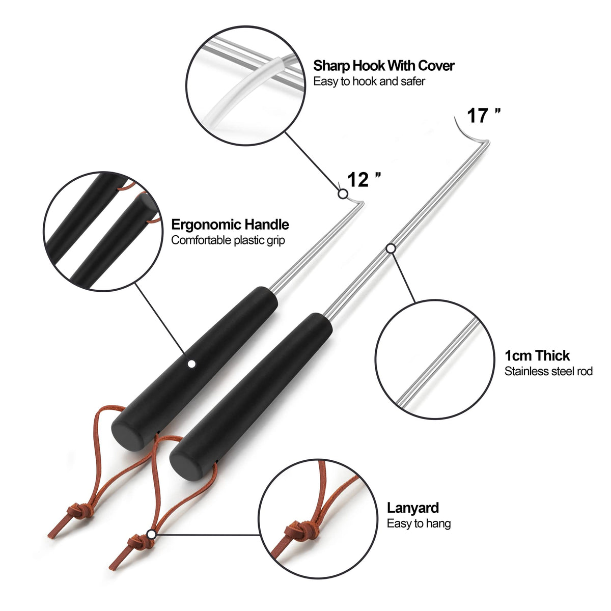 Leonyo 2-pack pigtail food flipper 17-inch ideal for large cuts.