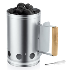 Leonyo Charcoal Chimney Starter with 106x65-inch capacity for quick, even lighting in outdoor grills.