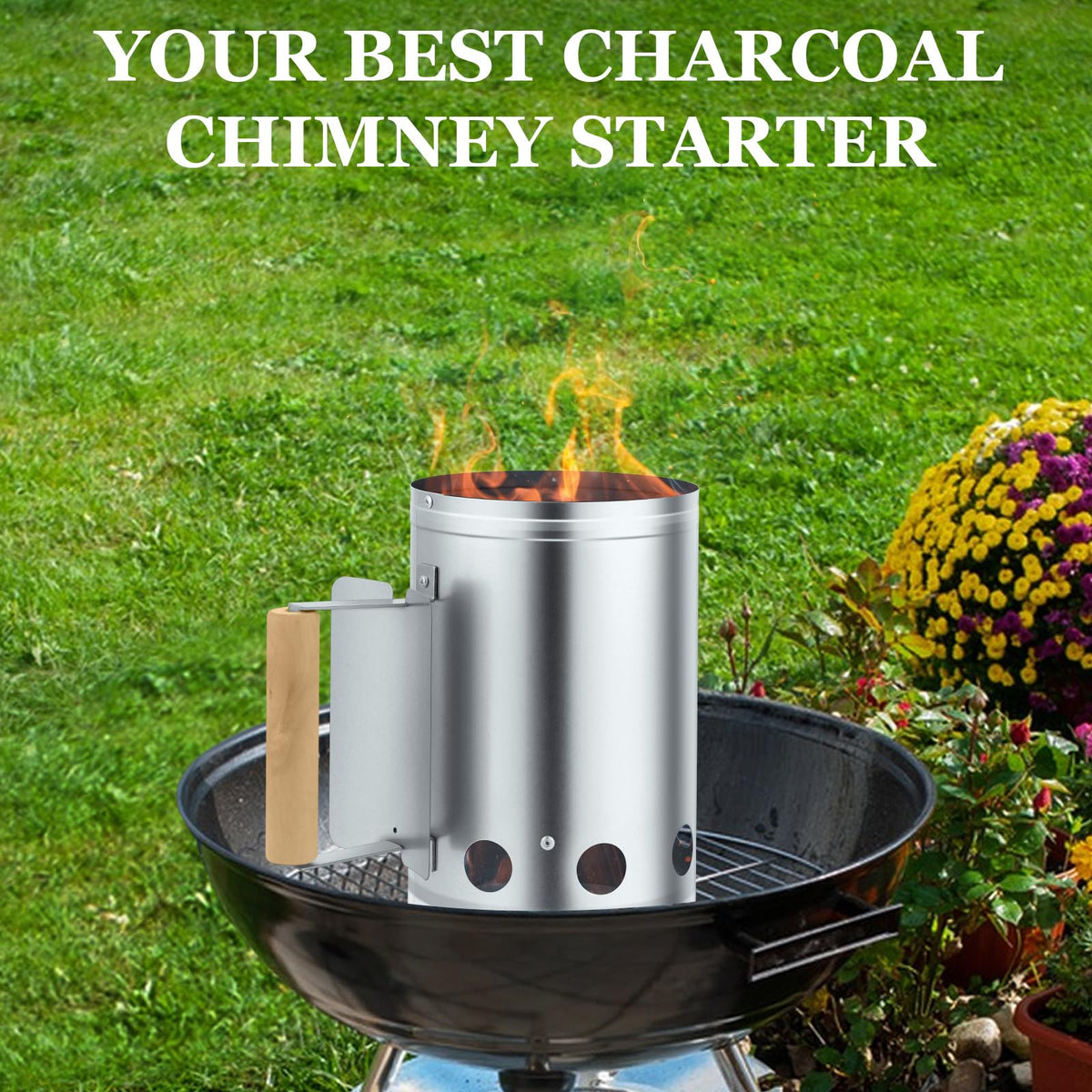 Leonyo Charcoal Chimney Starter large capacity facilitates multiple briquettes for steady heat.