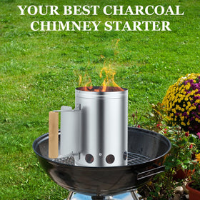 Leonyo Charcoal Chimney Starter large capacity facilitates multiple briquettes for steady heat.