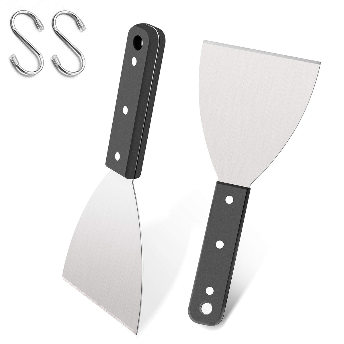 Leonyo grill scraper set of 2 in stainless steel for durable flat-top grilling