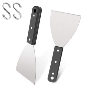Leonyo grill scraper set of 2 in stainless steel for durable flat-top grilling