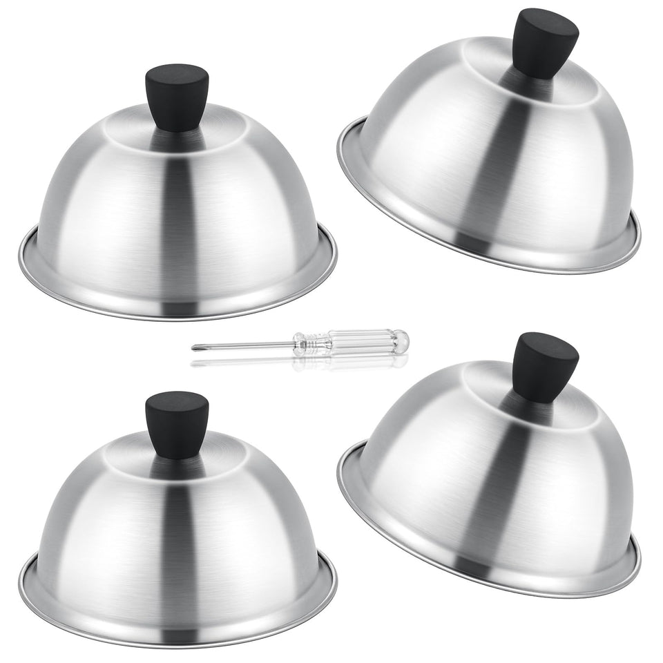 Leonyo melting dome 6-inch interior heat circulation promotes even cooking on a griddle.
