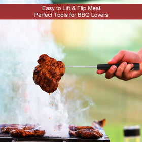 Leonyo multi-use grill flipper works as spatula or turner on BBQ.
