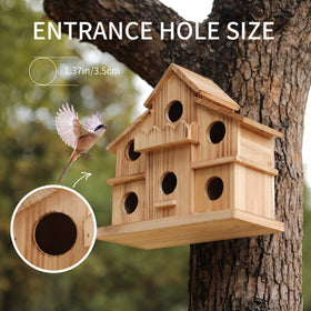 LEOSYY carbonized wooden bird house withstands weather and daily wear