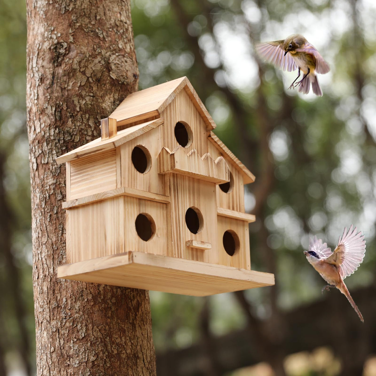 LEOSYY garden-friendly bird house adds natural charm to your yard
