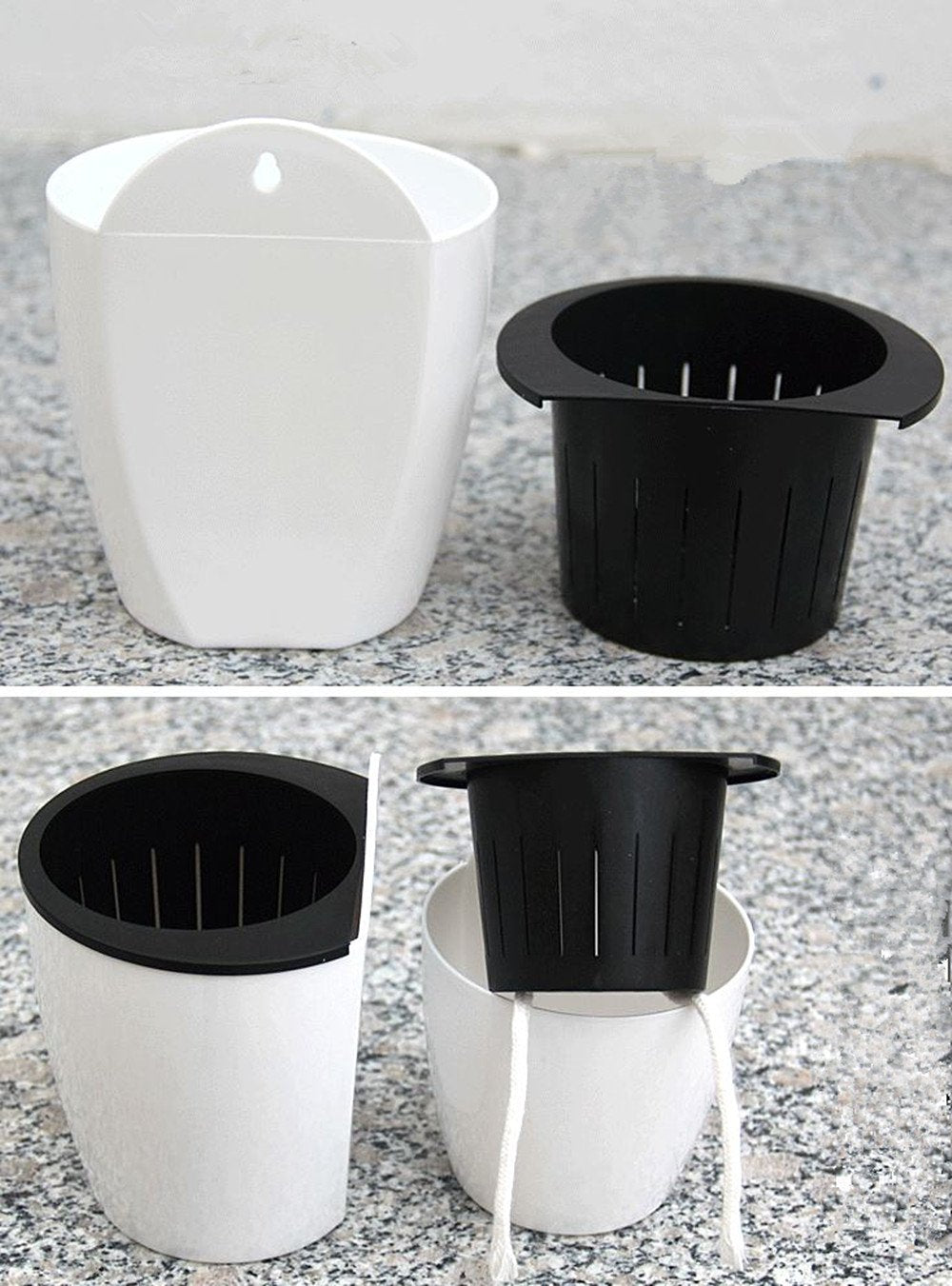 Wall mounting with hooks provides flexible placement for Leoyoubei planters.