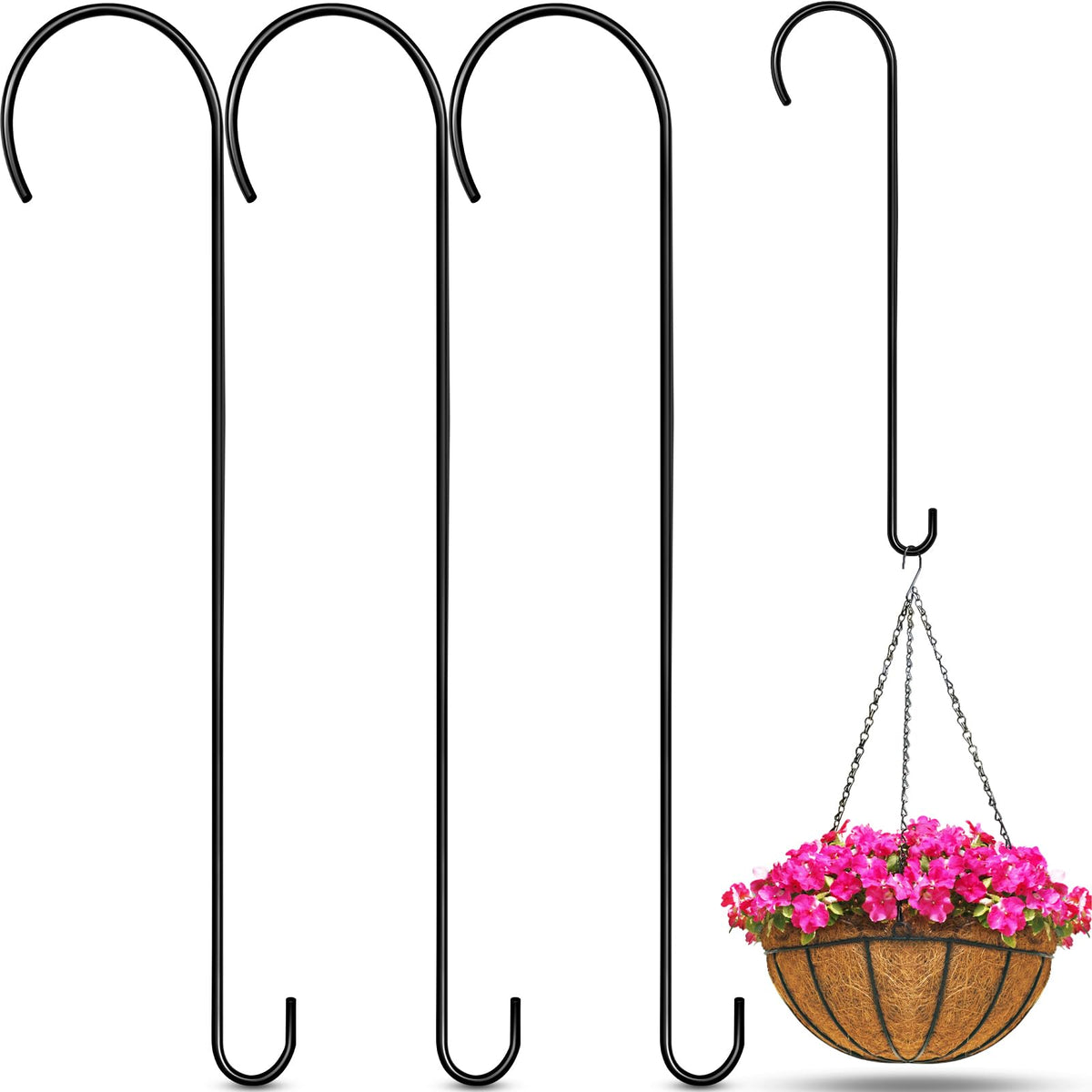 Leriton 3-pack 24in large black S hooks for versatile outdoor and indoor hanging