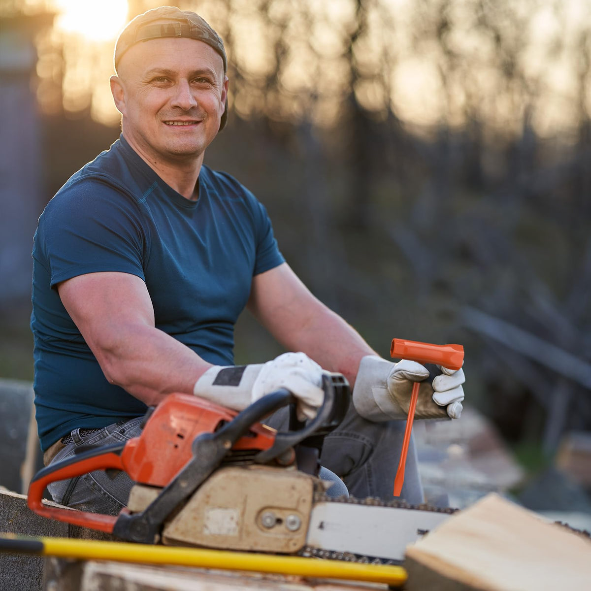 Bright orange coating improves visibility in workshops and outdoors.