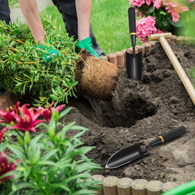 Leriton garden tools in use for preparing beds and pruning