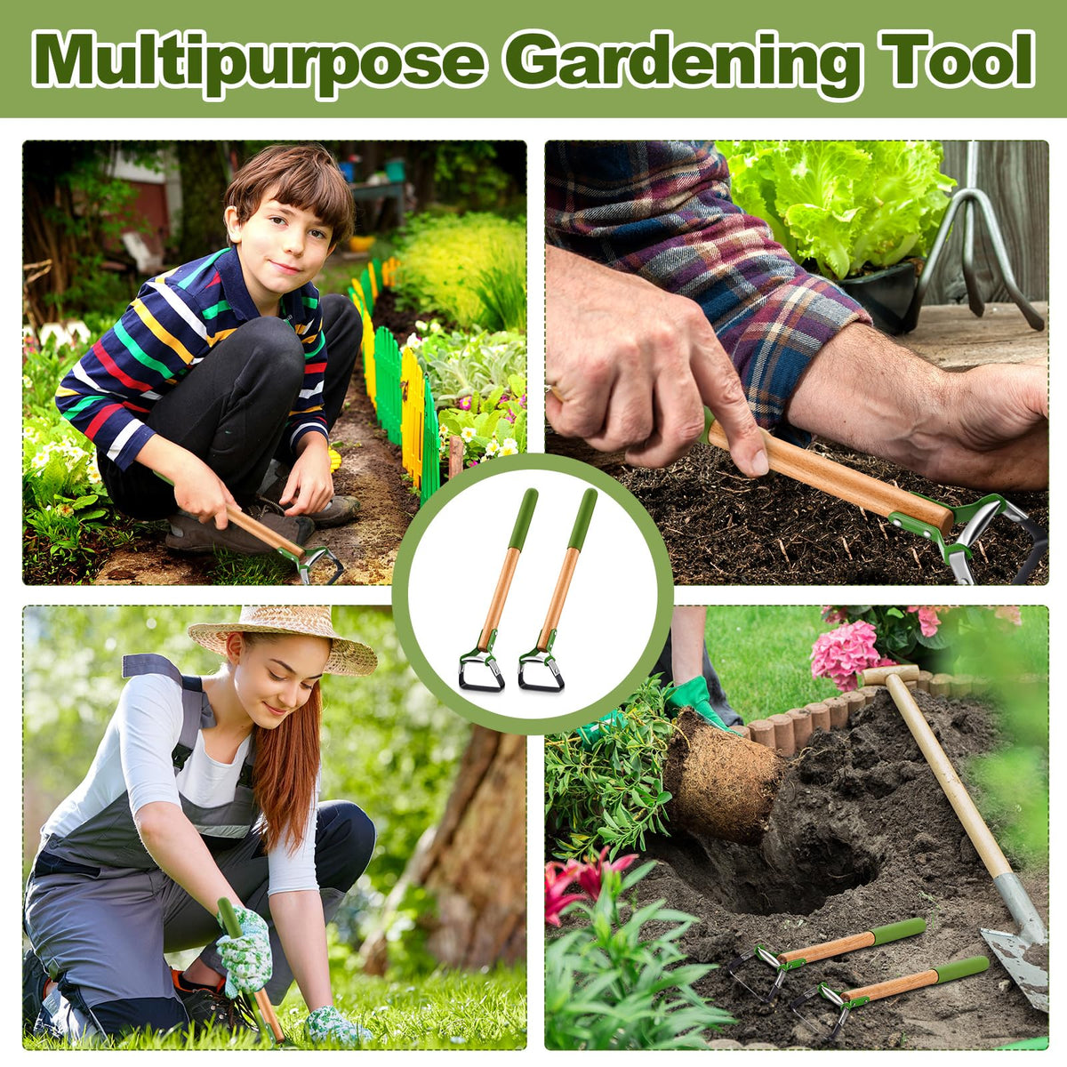 Leriton ready-to-use garden hoes scene emphasizes effortless unboxing and immediate use.