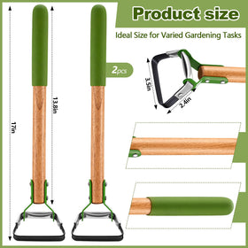 Leriton wooden-handle scuffle-hoe closeup shows sturdy craftsmanship and comfortable grip.