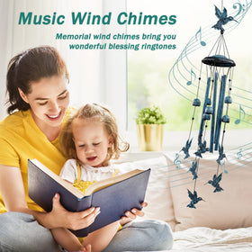 LESES hummingbird wind chimes close-up of six bells delivering soothing tones