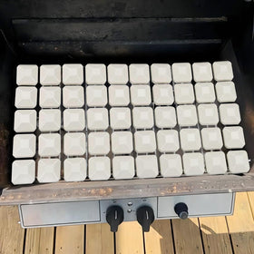 Leship briquettes reduce oil flare ups for safer grilling
