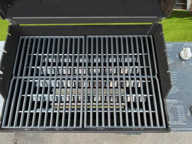Close-up of durable cast iron surface highlights long-lasting grilling performance