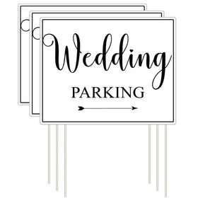 Lesnala wedding parking signs with double-sided arrows and stakes guide guests to parking.