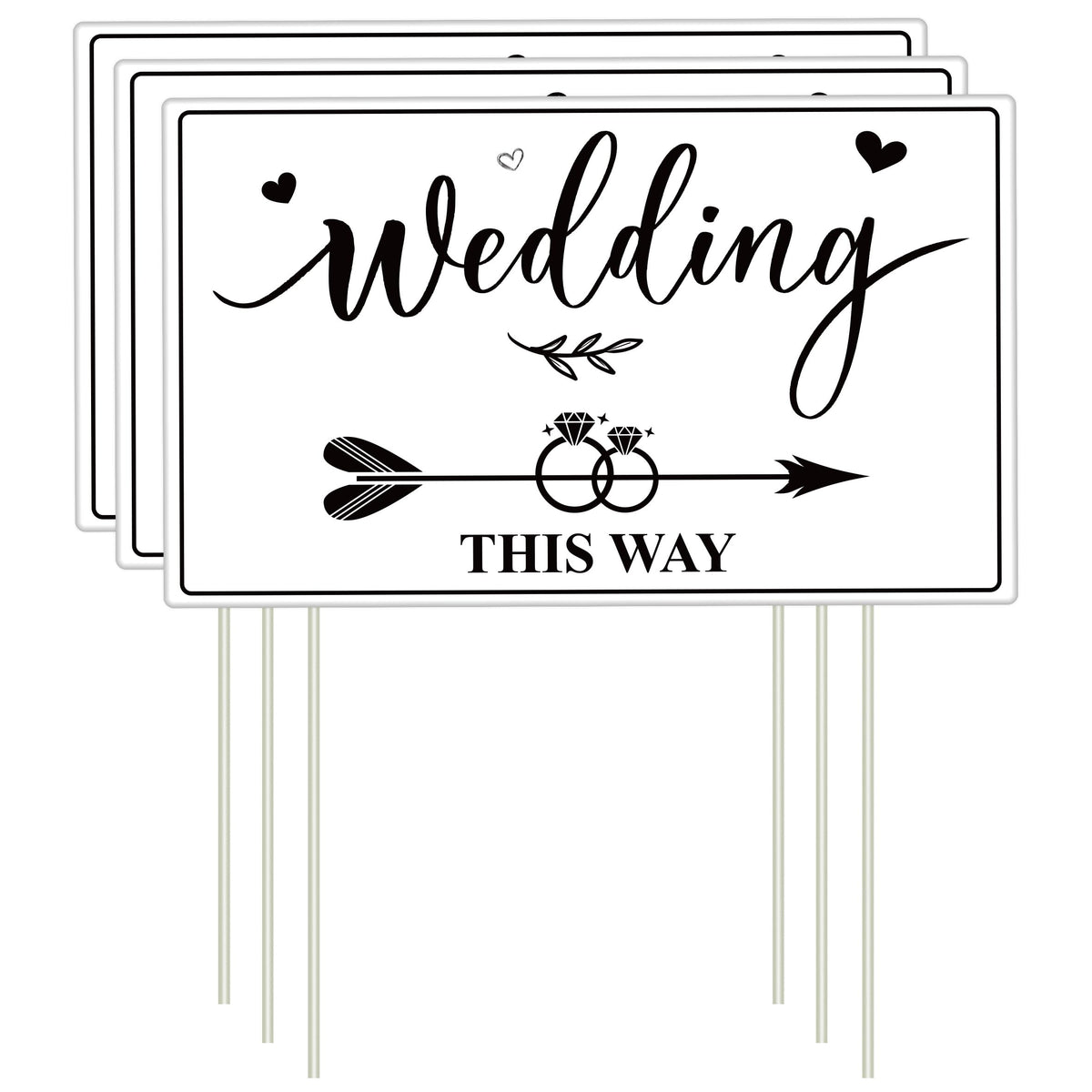 Lesnala wedding this-way sign double-sided with stakes guides guests to the right direction.