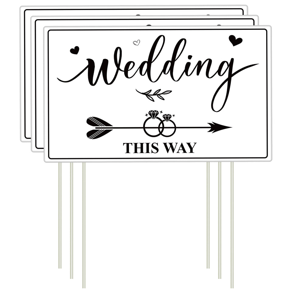 Lesnala wedding this-way sign double-sided with stakes guides guests to the right direction.