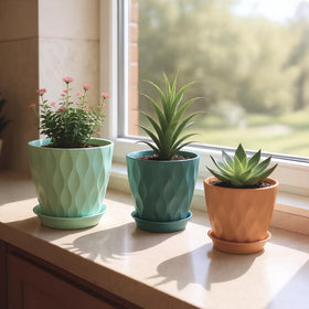 LESOASIS 4-inch planter with tray for compact indoor gardening.