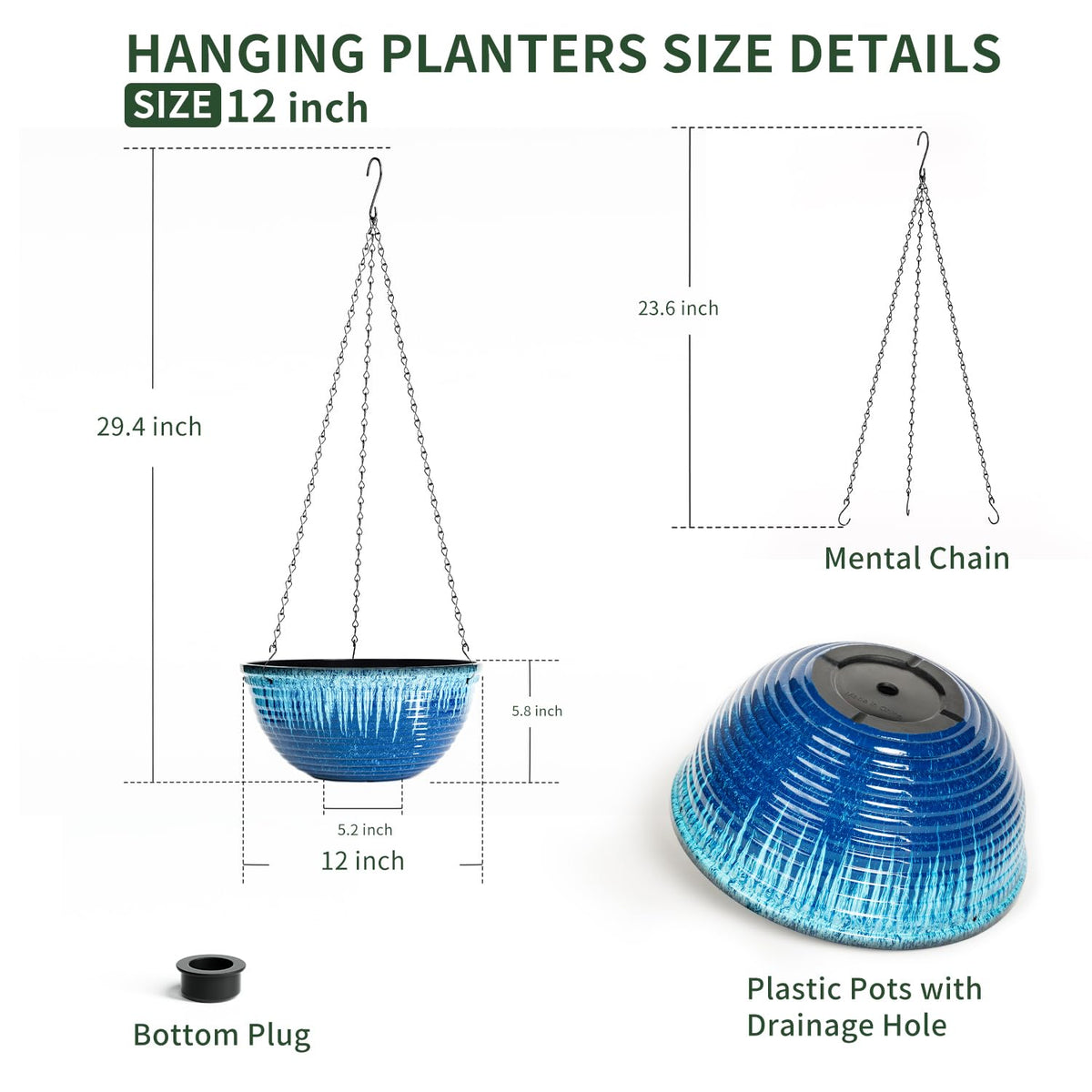 lesoasis drainage hole hanging planter 2-pack with adjustable watering option.