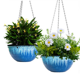 lesoasis glazed 12-inch hanging planter ensemble for stylish indoor outdoor display.
