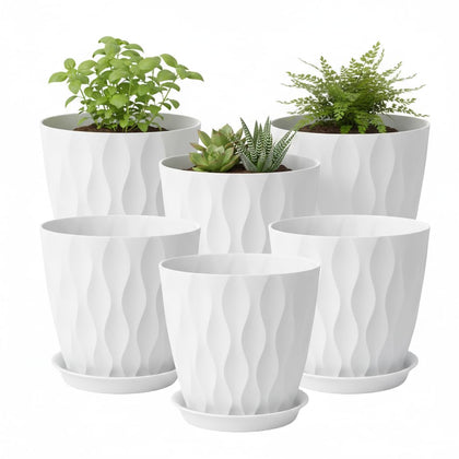 LESOASIS 8-inch orange plant pot with saucer for vibrant indoor decor and drainage.