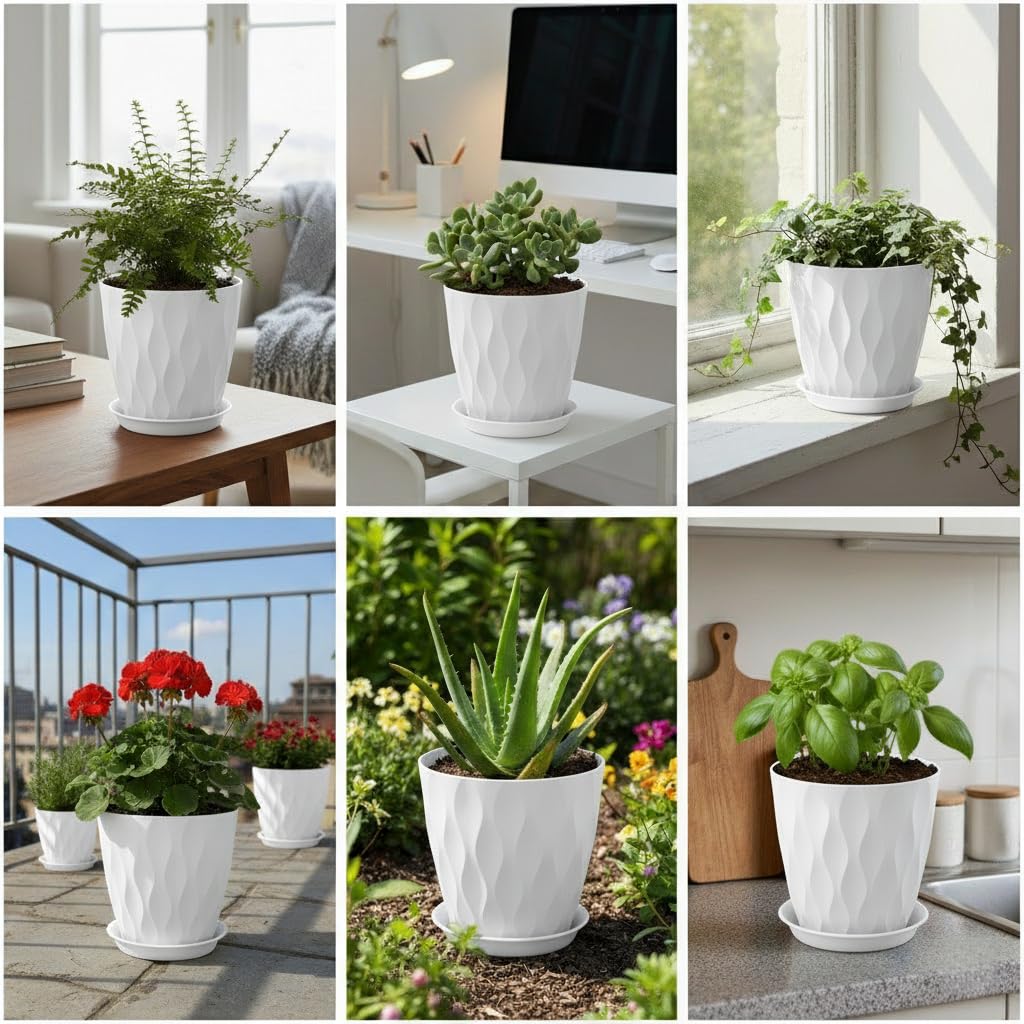 LESOASIS wave-texture 8-inch pot close-up shows modern design and grip.
