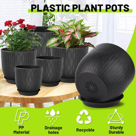 LESOASIS plastic pot 8-inch black planter with drainage holes for healthy roots