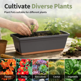 LESOASIS window box planter grey 16-inch packaging, ready to set up.