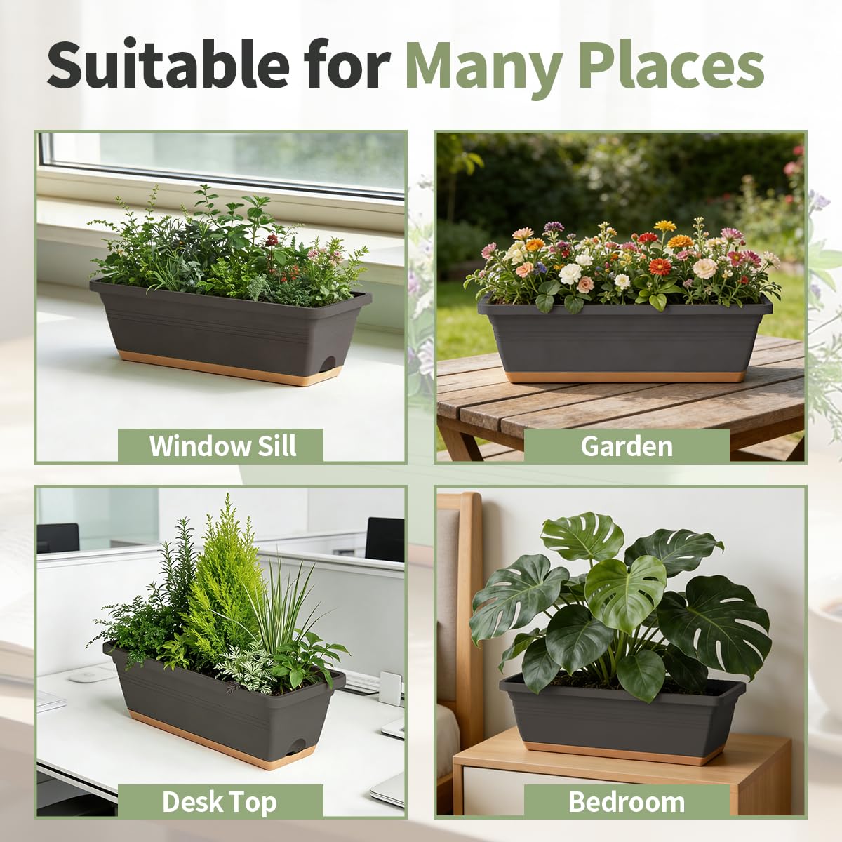 LESOASIS window box planter grey, perfect for small balcony gardens.
