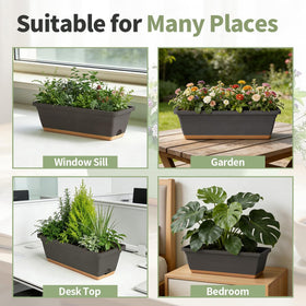 LESOASIS window box planter grey, perfect for small balcony gardens.