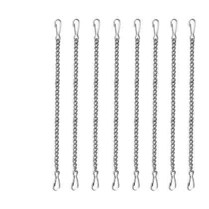 LESYDGSI 8-piece hanging chains closeup highlighting rust-resistant stainless steel and secure quick links.