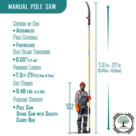LETYANGER pole saw head with saw angled for easy cuts on high limbs.