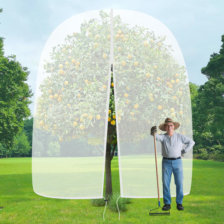Letesult 9x10ft tree netting cover with zipper and drawstring protecting fruit trees and bushes.