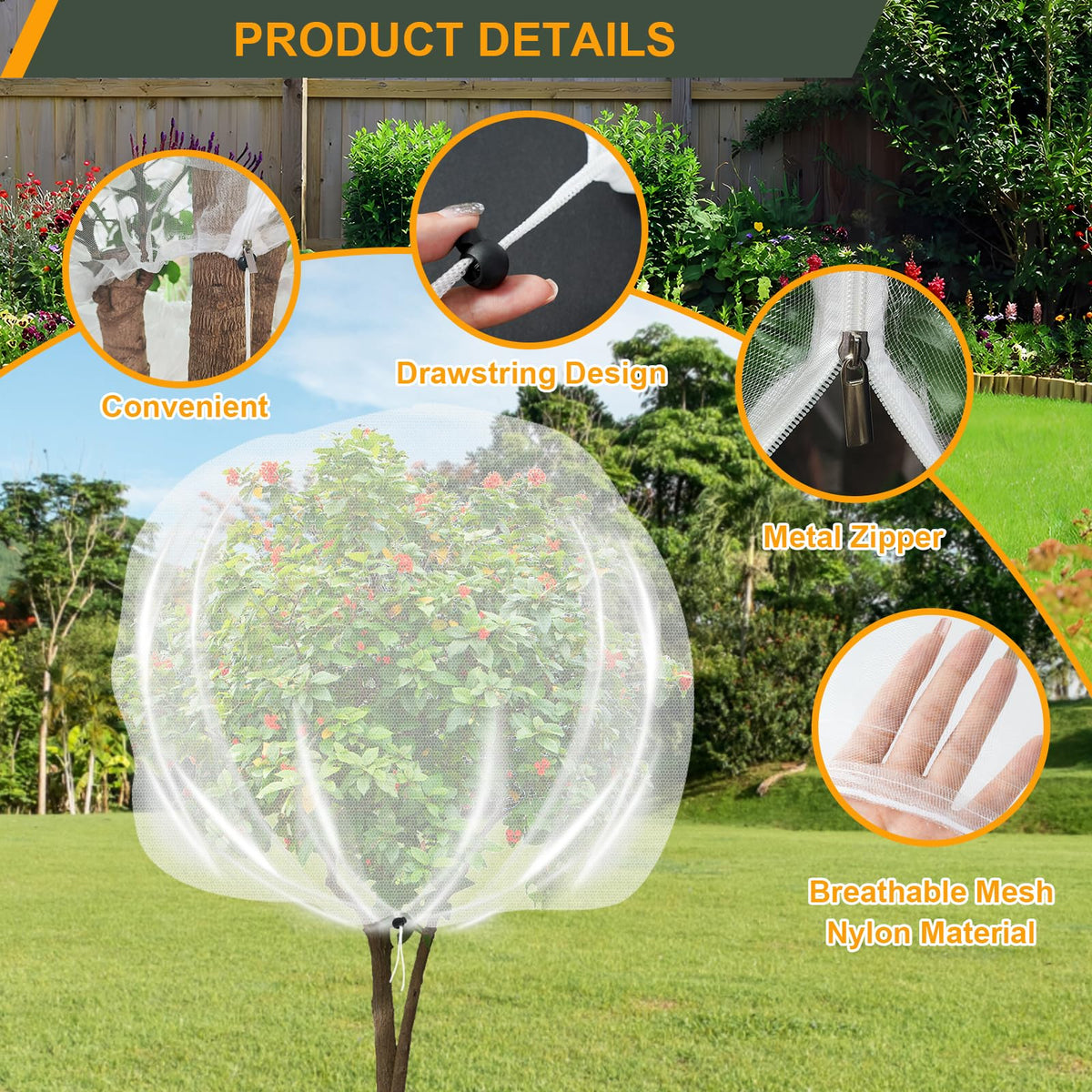 Letesult fruit tree netting with transparent mesh that lets light through while deterring pests.