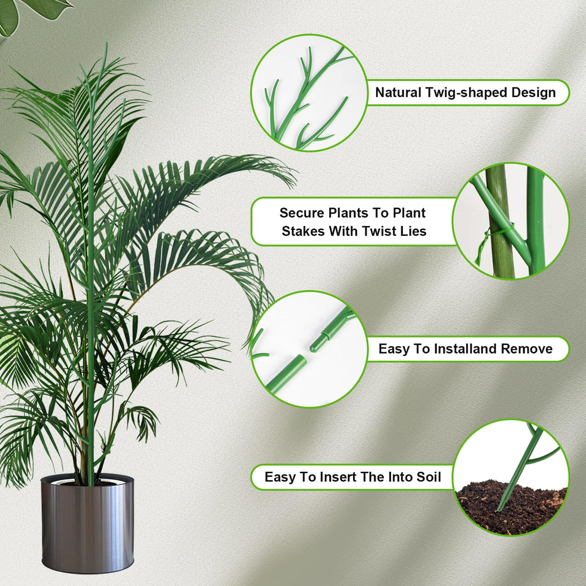letesult Monstera trellis twig 32cm blends with indoor plants.