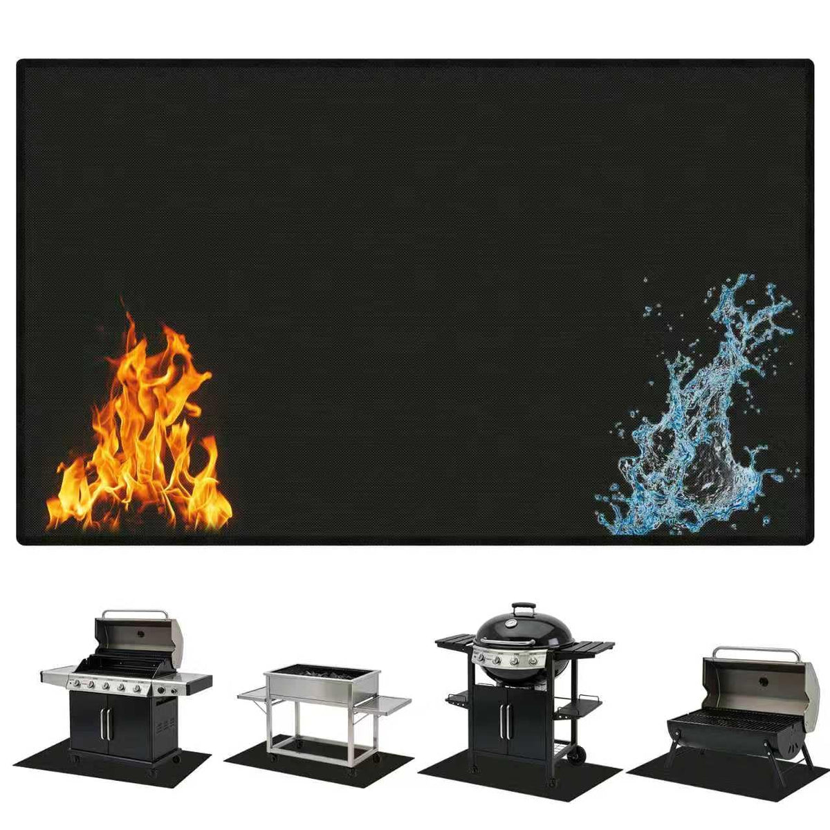 LETITIN under-grill-mat on wooden deck protecting against embers and spills