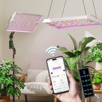 LETPOT 100W grow light panel delivering full-spectrum illumination for indoor plants