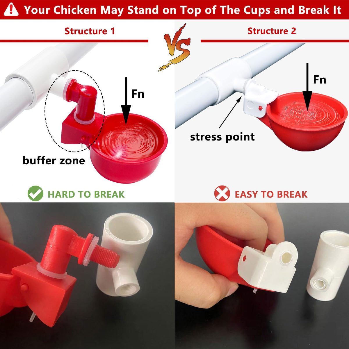 letsFix chicken water cups offer compact dispensing to reduce waste.