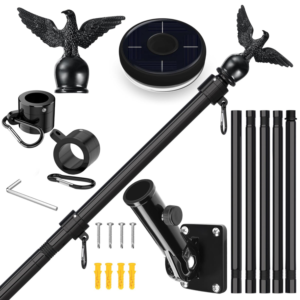 LETSTRY 6ft flagpole kit with solar light for outdoor display.